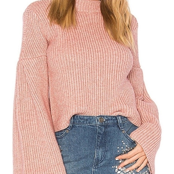 64. ENDLESS ROSE Pink Bell Sleeve Sweater small Revolve - Picture 5 of 10